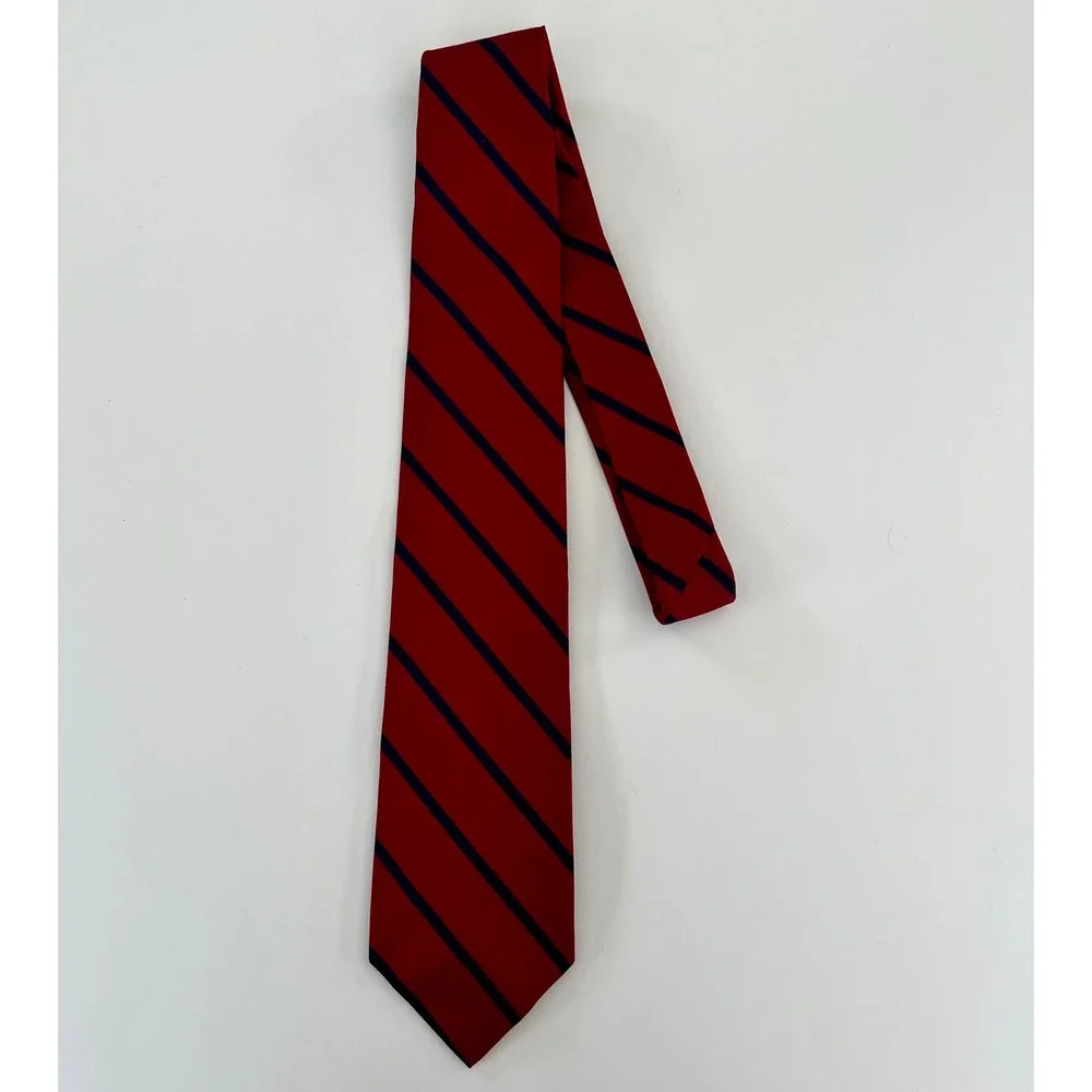 Brooks Brothers Makers Red Navy Blue Striped Silk Repp Tie Mens Classic Formal